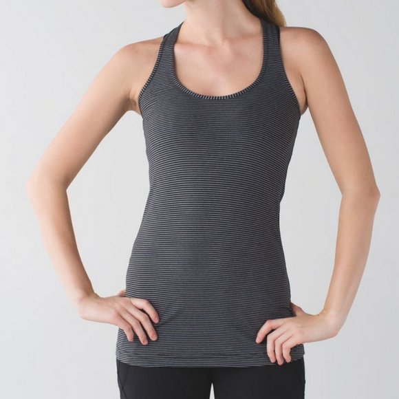 Lululemon Cool Racerback - Grey Stripe - Size 4 - Picture 1 of 7